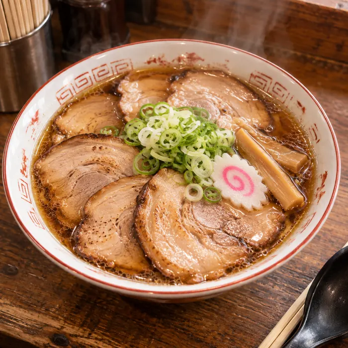 チャーシュー中華そば。炙ったチャーシューが丼を覆う